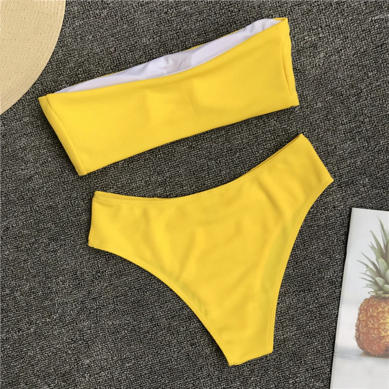 Желтый танкини дерзкий Бикини Низ maillot femme пляжная одежда мягкий синий бикини без бретелек купальный костюм комплект мини микро купальник