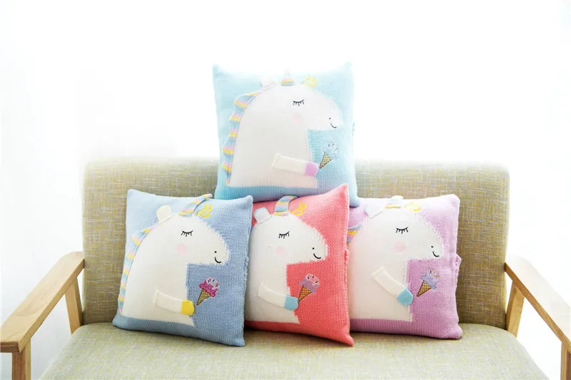 Baby Blanket Toddler Infant Newborn Knitted Blanket Pram Cot Bed Moses Basket Crib Cartoon Unicorn Nursery Sleeping Pillow