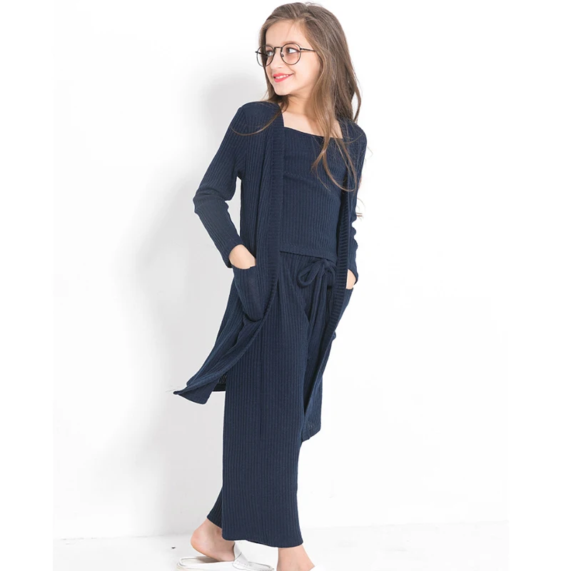 

Teenage Girls Fashion 3pcs Children Clothing Set Autumn Winter Outfit Long Sleeve coat tops pants girls clothes 10 12 14 year