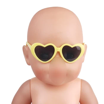 

43 cm Baby dolls accessories new born Heart frame glasses fashionable sunglasses 6 colors fit American 18 inch Girls doll f455