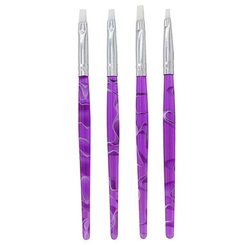

13.5cm 4pcs Purple Wave Pattern Gel Brush Pen Nail Art Painting Drawing Brushes nails accessoires 3d pen pinceis