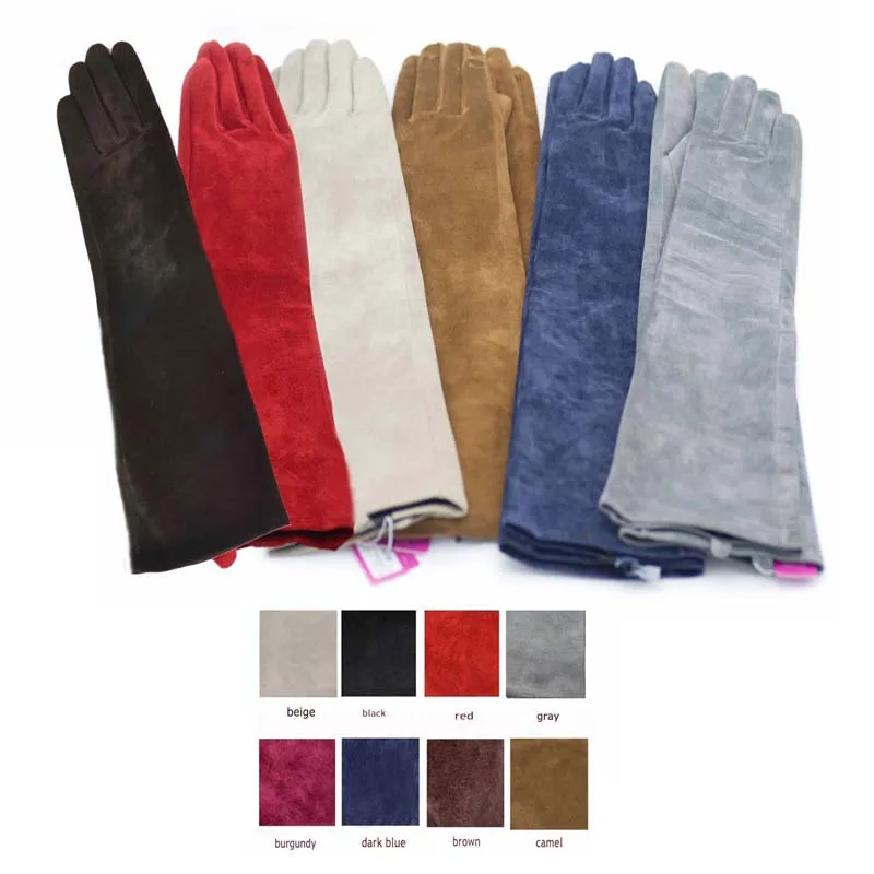 На заказ 30 см до 80 см длинные замшевые кожаные вечерние длинные перчатки разных цветов