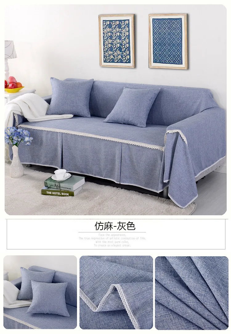 Сплошной цвет полиэстер и лен Чехлы для диванов Нескользящие чехлы для диванов полотенце для 1 2 3 сидений диван на двоих диван на заказ