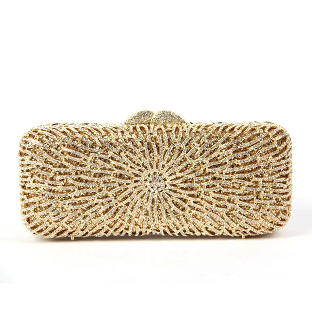 Long Square Gold Clutch Evening Bag with Golden Chain Bridal Clutches for Sale UK Designer