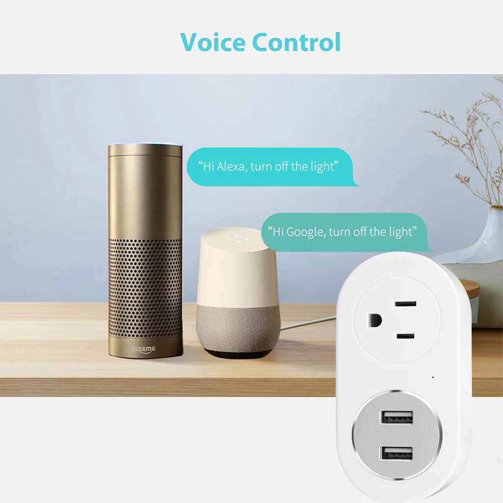 Wifi Интеллектуальный штекер с двойной usb зарядкой Amazon Echo для Google Home голосовая поддержка обратного отсчета закрывающая розетка 56