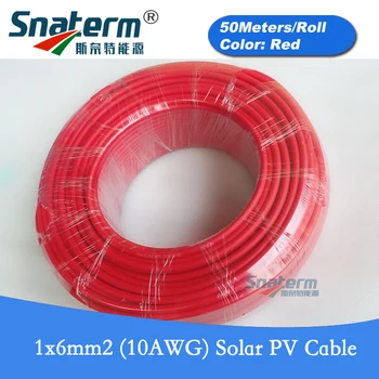 

50 Meters/Roll (164FT) 10AWG 6mm2 SPhotovoltaic Cable, Solar Panel Extension Cable Copper Wire 50M Black or 50M Red for chioce