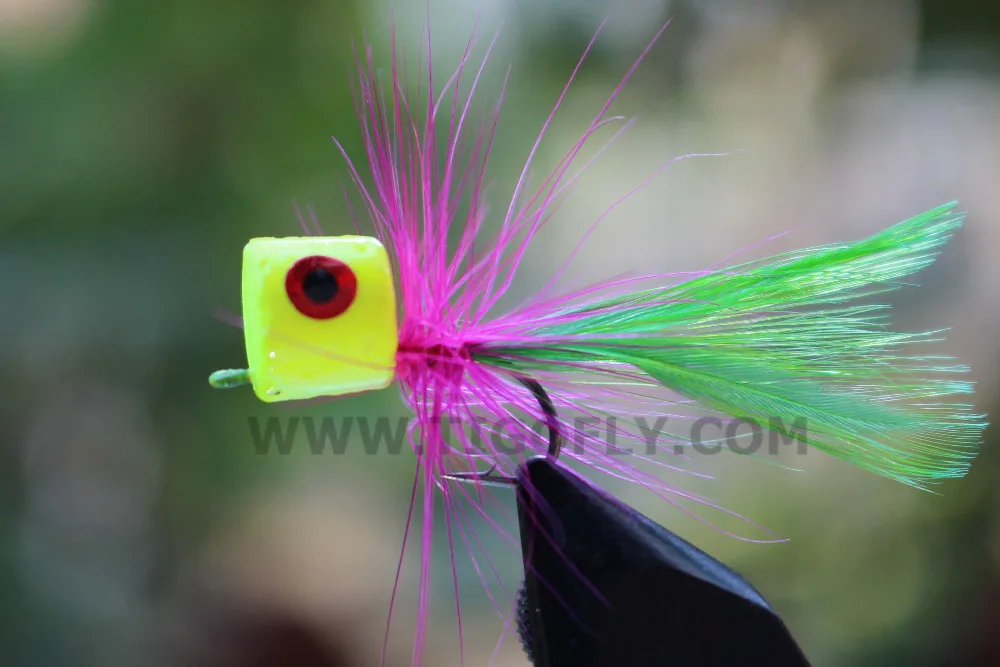 Tigofly 12 Pcs Yellow Head Foam Popper Bass Fly Fishing Flies Luresin