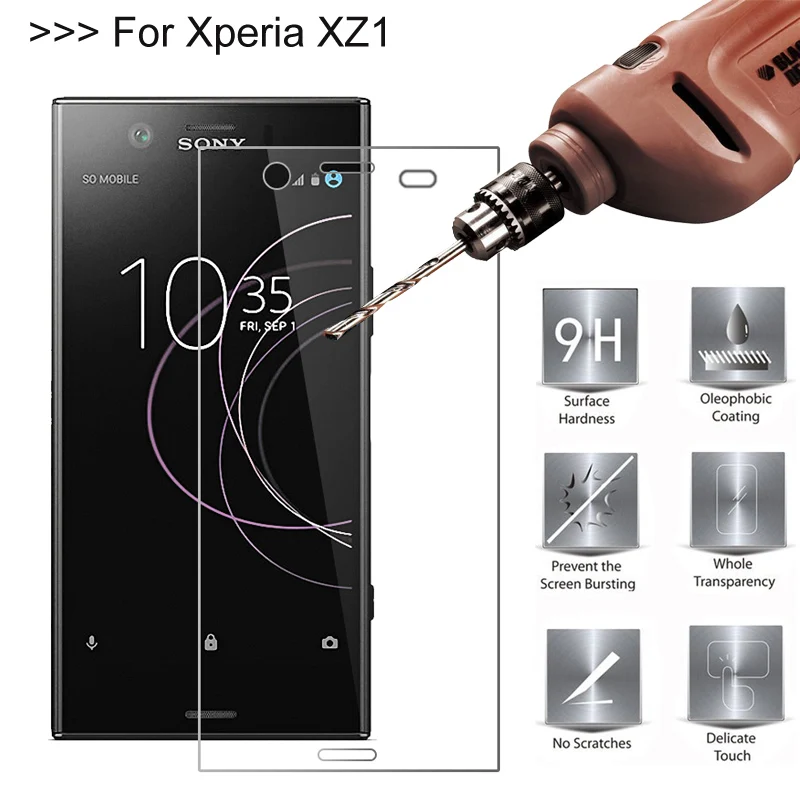 9 H закаленное Стекло протектор для Sony Xperia XZ1 5." Экран Плёнки XZ1 закаленное защитный кожух и розничная Вышивка Крестом Пакет