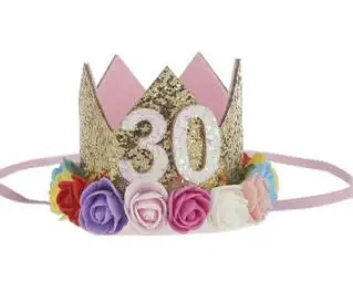 Детский первый Декор ко дню рождения цветок вечерние колпачок Корона повязка на голову От 1 до 3 лет Номер принцессы стиль праздничный колпак аксессуары для волос новорожденного - Цвет: T