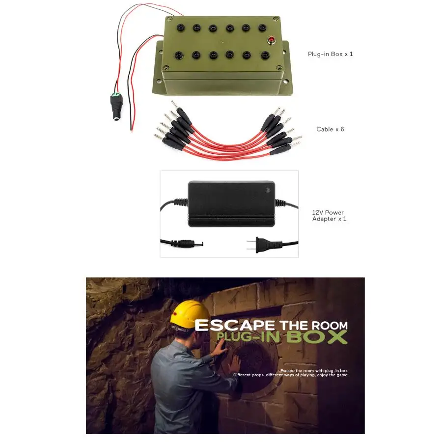 Sala de Escape Plug na Caixa Todos os Fios Inseridos na Direita Soquetes para Desbloquear Prop Takagismo Adereços Jogo São