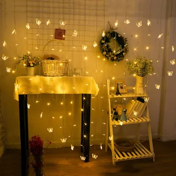 

2M Christmas Garlands Fairy Led String Lights Wedding Curtain Outdoor Home Holiday Decoration Heart Xmas Party Butterfly Lights