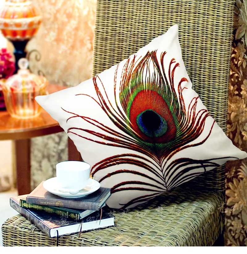 Novelty velvet peacock feather sofa cushion pillow/ waist support pad