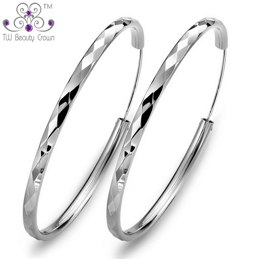 

Factory Price Real Solid 925 Sterling Silver Fashion Wholesale Big Round Hoop Earrings Lots For Women Party Hiphop Jewelry