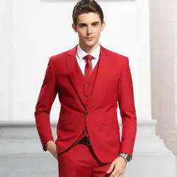 Заказ Для мужчин Костюмы одна красная кнопка жениха Костюмы Смокинги для женихов Простые Модные женихов Для мужчин свадебные костюмы для