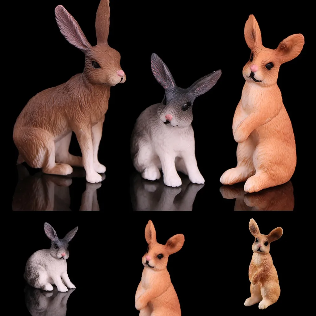 

3 Styles Plastic Simulation Rabbit Forest Animal Model Figure Decoration Educational Toy Figurine Home Decor Gift For Kids