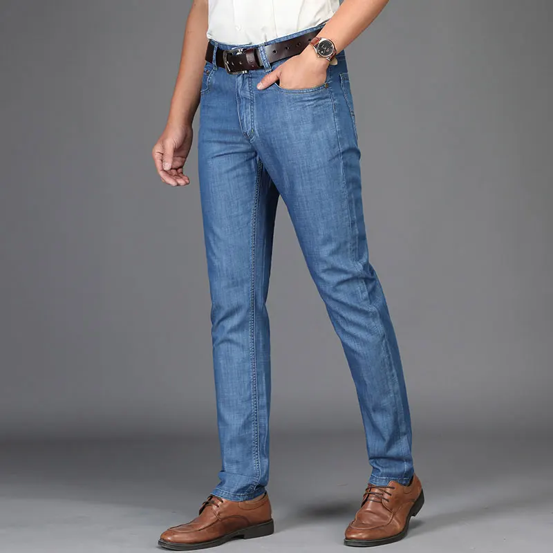 2019 Spring Summer JEEP Brand Cotton Jean Elastic Mens Casual Full Length European American Jeans Cotton Pants Fashion Trousers (36)