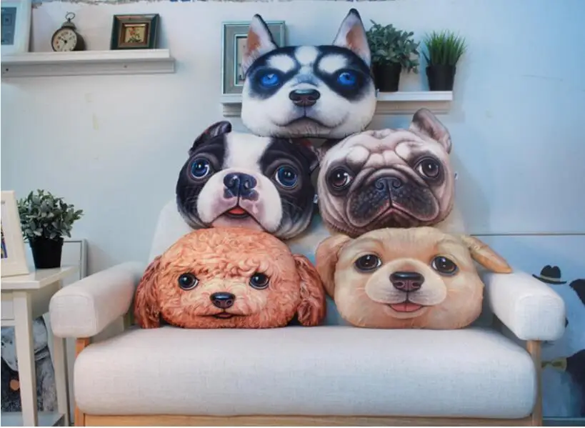 Dongzhen Car Pillow Cushion Vehicle Lumbar Pad Seat Back Lovely Dog Animal Huskies Bulldog Gift