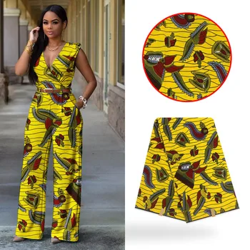 

Yellow Color High Quality Ankara Fabric African Real Wax Print Soft Pagne Wax African Prints Cotton Fabric 2019 For Sewing Cloth