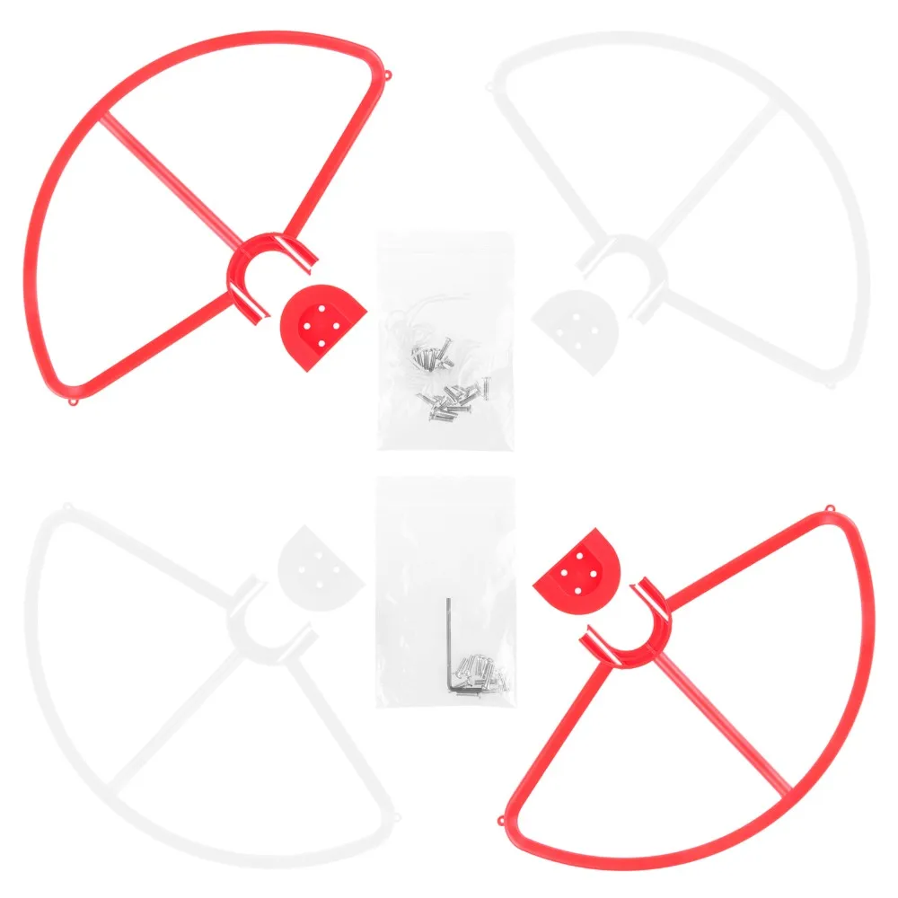 2 Red + 2 White Quick Release DJI Phantom 3 Propeller Props Guard Bumper Protector With Adapter Snap On/Off