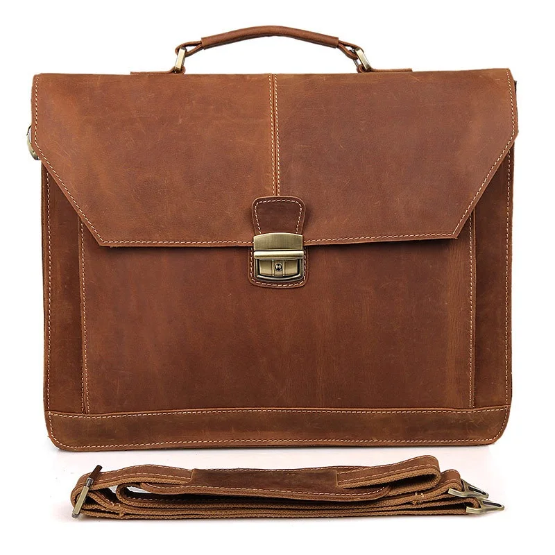Винтажный кожаный мужской портфель Crazy Horse, сумка для ноутбука, деловая сумка, портфель из натуральной кожи, мужская сумка через плечо, LI-660
