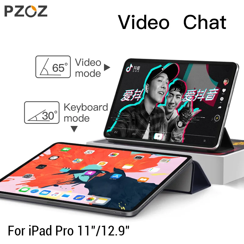 Магнитный защитный чехол PZOZ для iPad Pro 11 12 9 дюйма 2018 из искусственной кожи мягкая