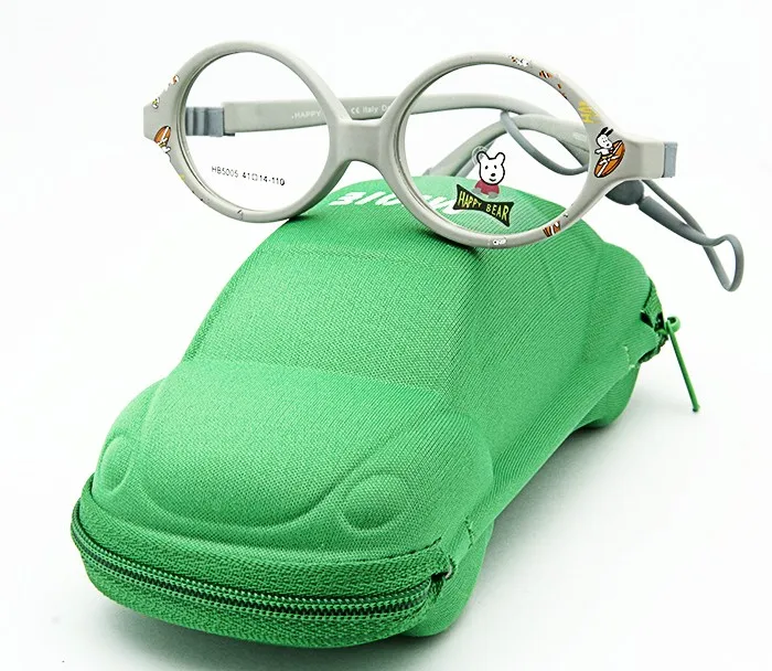 ESNBIE OPTICAL New Cute PC Injection ChildsGray Color Kids Eyeglasses with Case Glasses Boys Plain Lens Eyewear