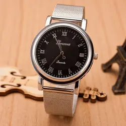 Timistar #3002 Модные женские классические серебро Женева кварцевые Нержавеющая сталь наручные часы