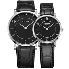 Luxury Brand DOM Lovers Quartz Watch Simple Style Design Dress Clock Top Casual Couple Soft Leather Band Business Wristwatch