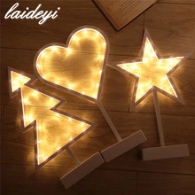 LAIDEYI Battery Drive LED Night Light Stars Christmas Tree Love Heart Table Lamp Girl Room Decoration