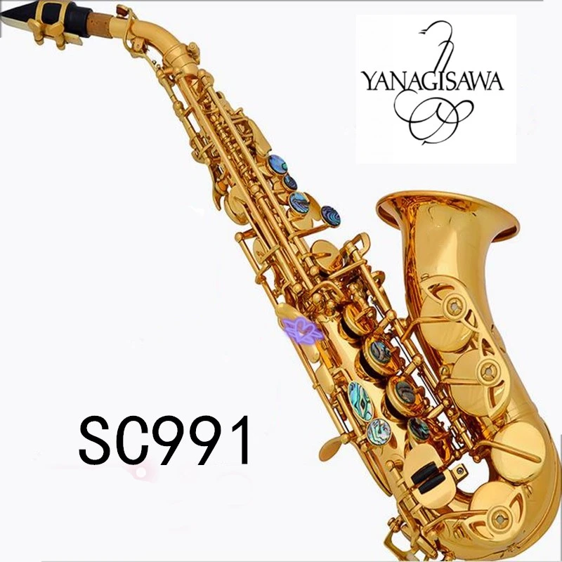 YANAGISAWA Curved Soprano Saxophone SC 991 Gold Brass Sax B flat