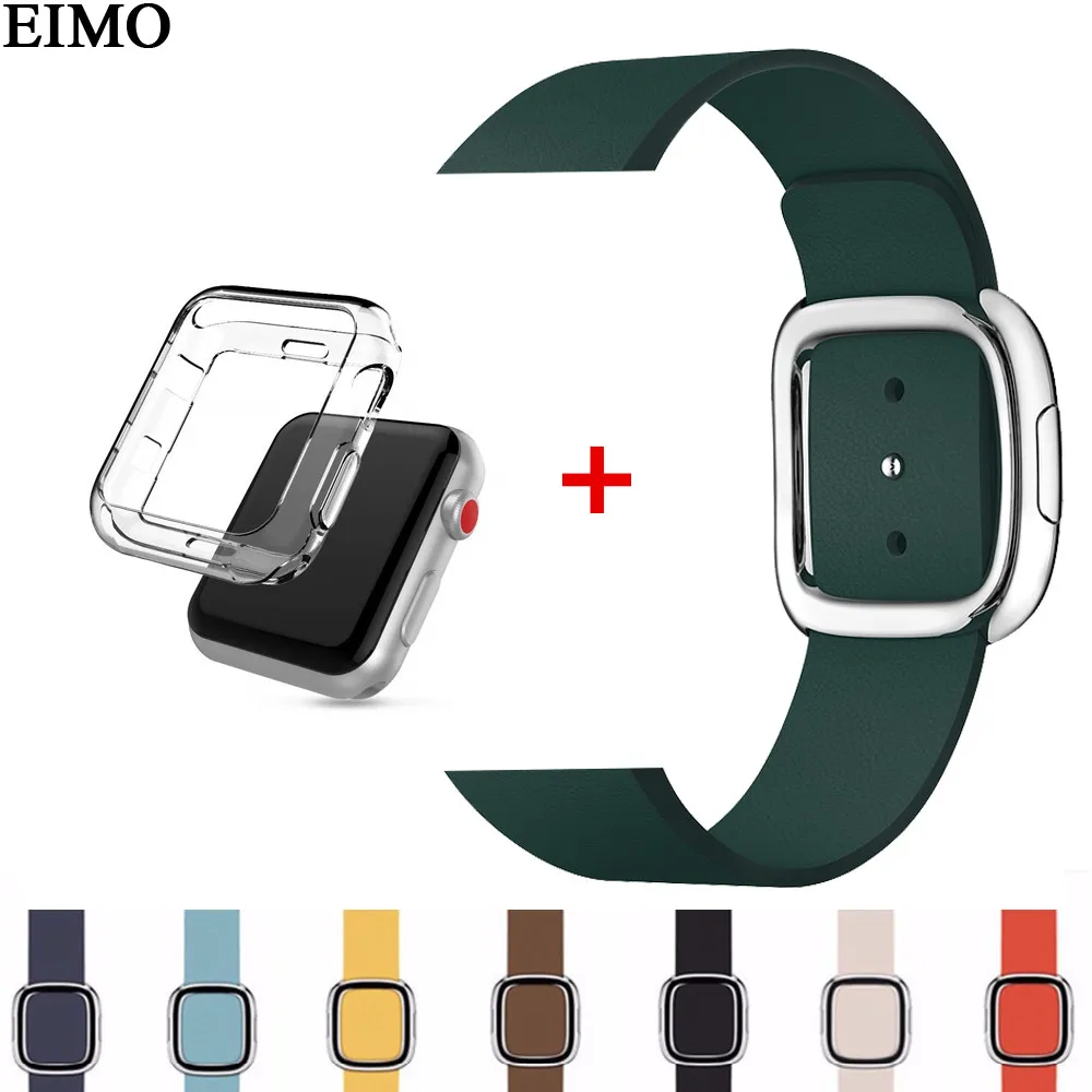 Ремешок из натуральной кожи для Apple watch band case 4 мм 44 мм 40 мм 42 мм 38 мм ремешок для часов Iwatch Series 3 2 1 браслет на запястье Современная Пряжка