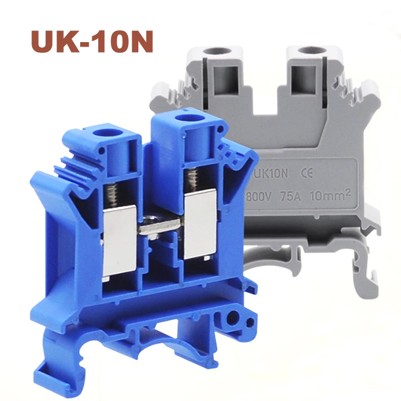 

10/15/50pcs Din Rail Mount Screw Terminal Blocks Bornier UK-10N wire cable electric terminals block connector brass morsettiera