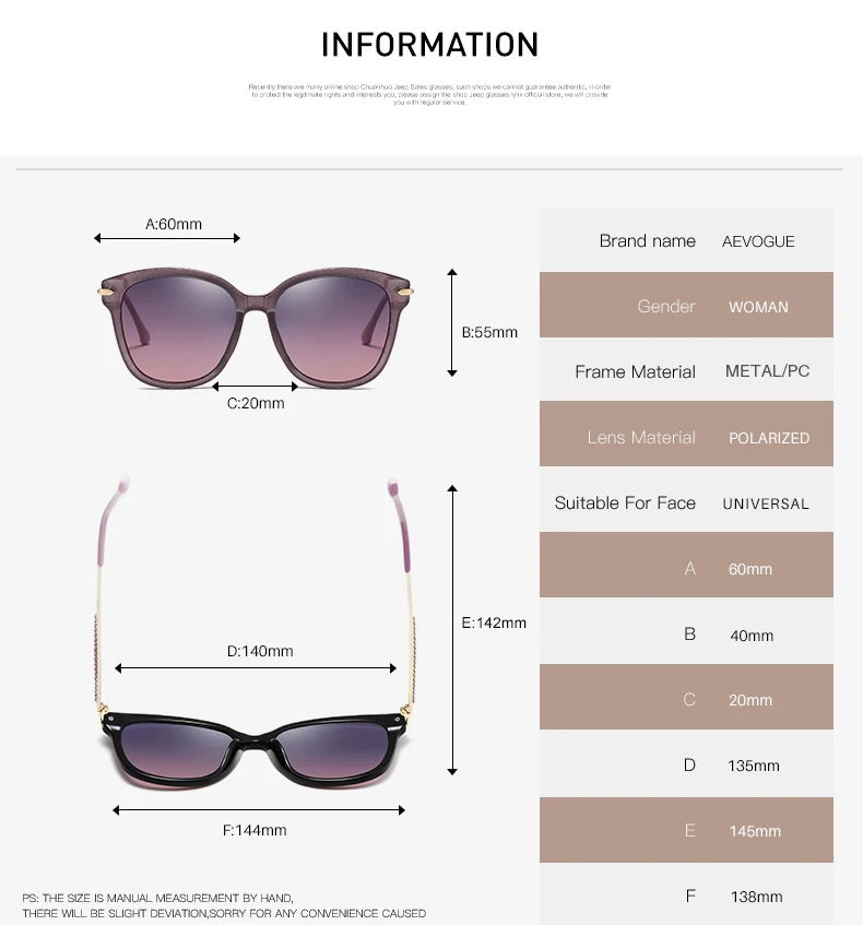 AEVOGUE поляризационные солнцезащитные очки для женщин для негабаритных Стразы дужки оттенки фирменный дизайн градиентные линзы солнцезащитные очки UV400 AE0631