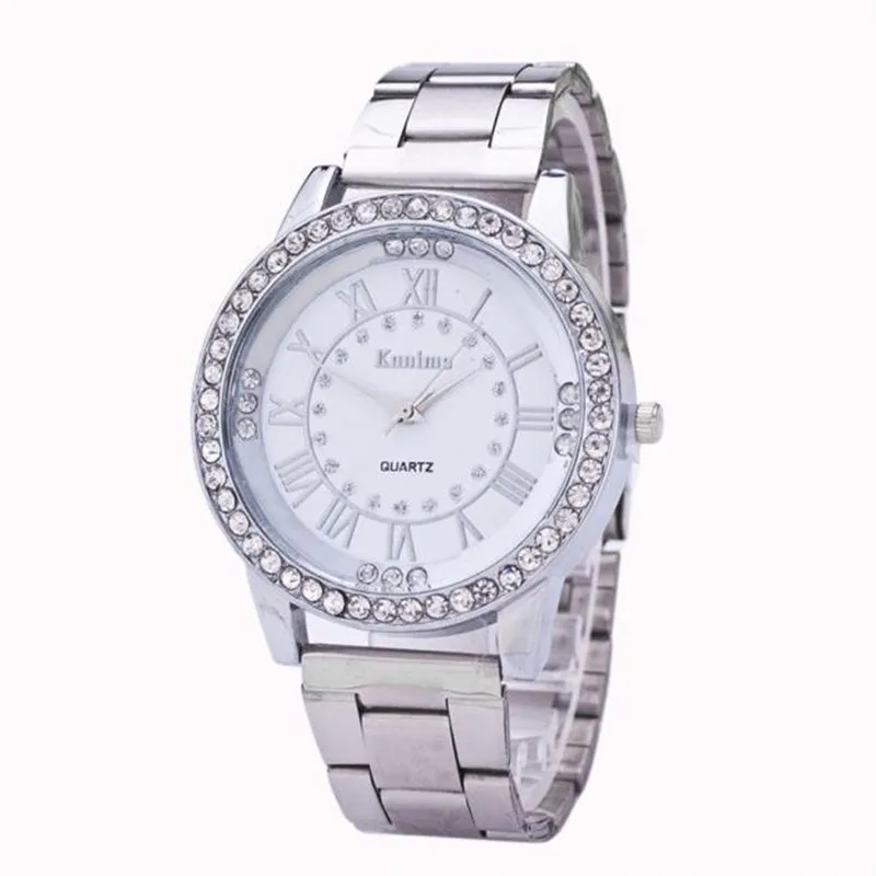 

Fashion Watches Women Crystal Rhinestone Stainless Steel Analog Quartz Wrist Watch High Quality Female Dress Watches Clock