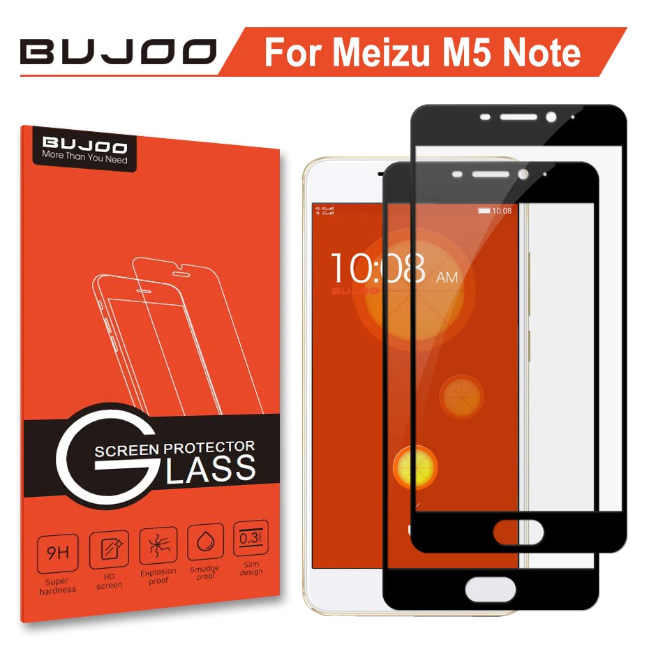 

2 Pack 100% Original BUJOO Real 2.5D Full Cover Screen Protector Tempered Glass For Meizu M5 Note Meilan Note 5 Premium Film