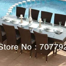 Ротанговая уличная мебель дешевая столовая Коллекция Обеденный стол 10 для сидушек, кресел