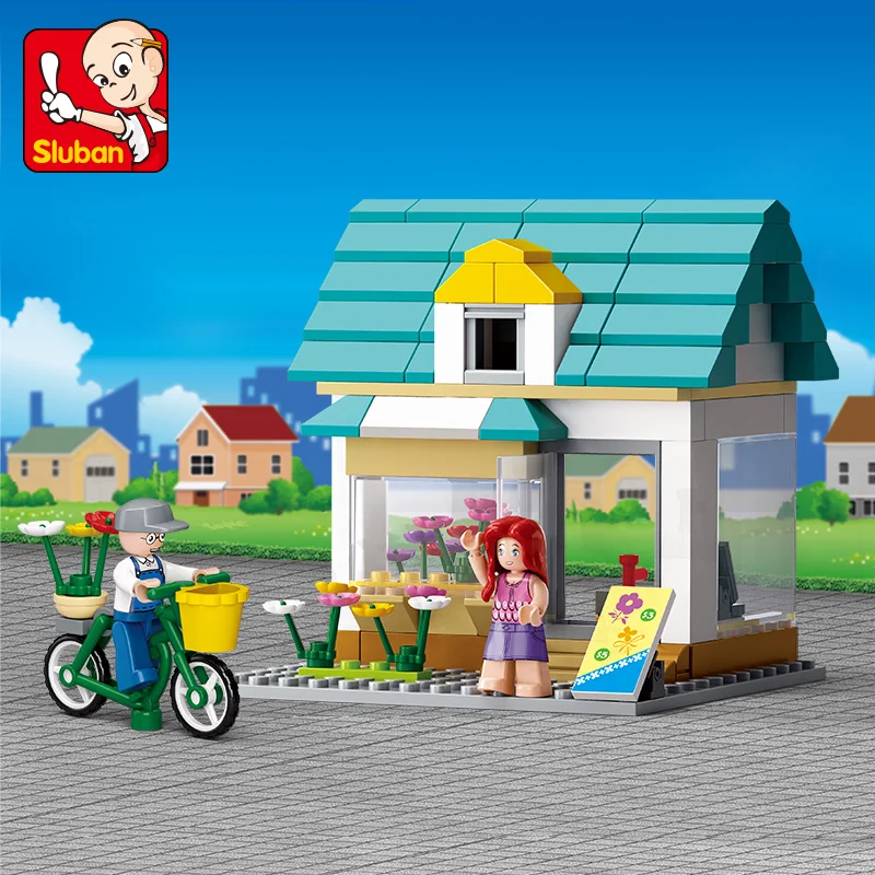 Sluban Building Block город цветочный магазин 149 шт. Развивающие игрушки Кирпичи мальчик подарок-не коробочный