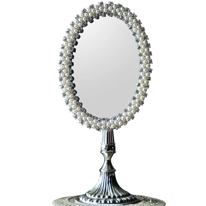 

Oval Desktop Vanity Mirror for Makeup Table Crystal Clear Standing Cosmetic Mirror with Gift Wrap, Zincalloy, Chrome finished