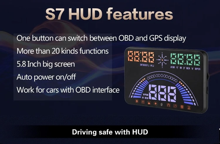 Gps Автомобильный спидометр+ OBD2 дисплей 5,8 дюймов авто HUD лобовое стекло проектор автомобиля превышение скорости Предупреждение данных диагностический инструмент