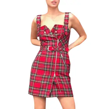 

Summer New Arrival Fashion Women 2 Piece Outfits Sleeveless Plaid Crop Top Blouse Shirt+Short Skirt Matching Set 2019X1