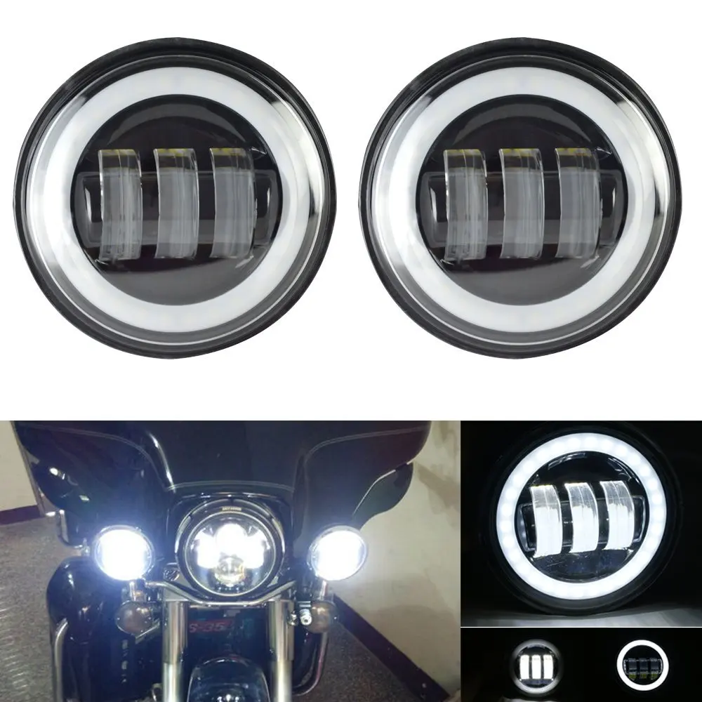  7inch LED Headlight white DRL 4.5inch Halo Fog Lights  Adapter Ring for Harley Touring Electra Glid - 32798377919