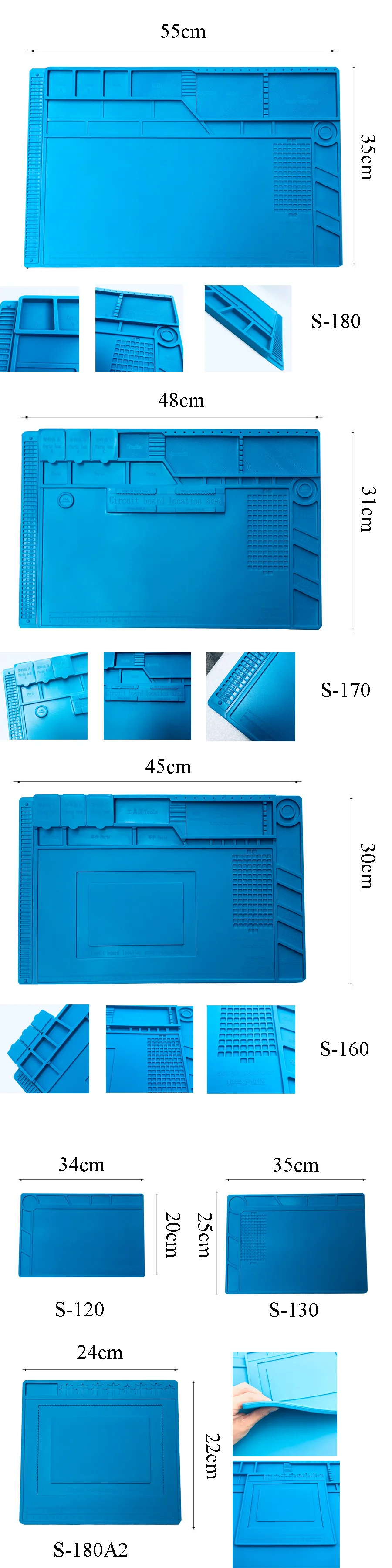 Новые 55x35 см S-180 теплоизоляция силиконовый коврик стол коврики обслуживания платформы для мобильного телефона BGA пайки ремонт