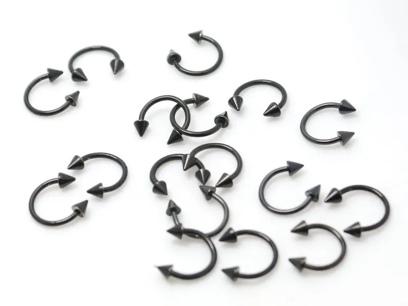 

wholesale lots septum rings lip rings cbr horseshoe spike cone circular rings 10pcs body piercing jewelry steel black color