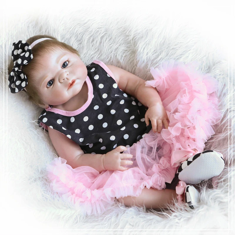 

Reborn Doll Lifelike New Baby Blue Eyes Doll 55cm Reborn Babies Full Body Vinyl Boneca Reborn Soft Children Christmas Gif