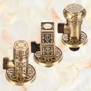 

European-style copper retro triangle valve 4 points hot and cold universal thickening long faucet switch water stop valve