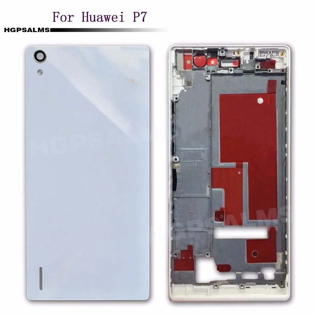 Для huawei P7 Батарея чехол Корпус задняя Батарея крышка чехол для задней части телефона c фронтальной рамкой+ Камера Len