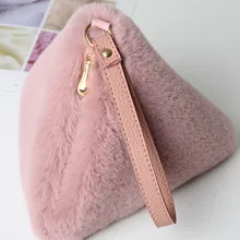 Новая повседневная сумка-пинцет из искусственного меха кролика Рекс, плюшевая сумка, Повседневная теплая зимняя повседневная сумка-клатч, рождественский подарок, любимая девушка