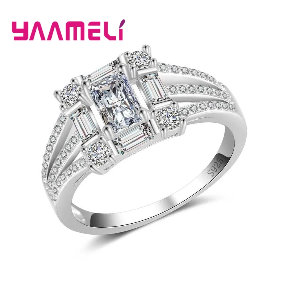 

Top Quality Wedding Ring 925 Sterling Silver Jewelry With Shiny Cubic Zircnia Stone Pretty Promise Gift Best Chose