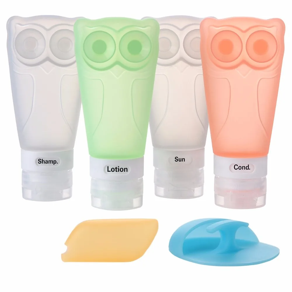 

4 Pcs/set Travel Bottle Set Food-Grade Silicone Leak Proof Travel Containers for Travel Size Toiletries Shampoo 78ml/48ml M0925