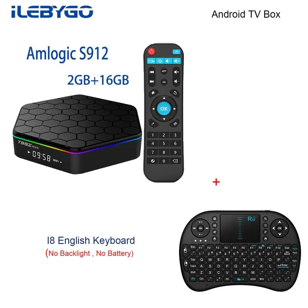 2G 16G with I8 ТВ приставка Ilebygo T95Z Plus Android 3 Гб/32 ГБ Amlogic S912 Восьмиядерный Android 7,1 ТВ приставка 2,4G/5 ГГц WiFi BT4.0 4K ТВ приставка - Цвет: 2G 16G with I8
